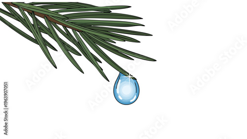 Close-up Water Droplet on Pine Needle for Nature & Wellness Concepts