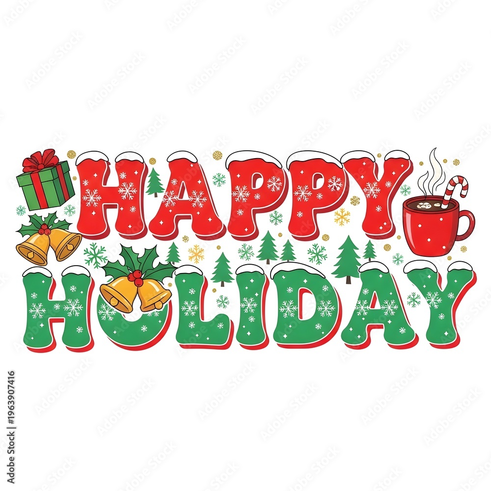 Naklejka premium Happy holiday season greeting with christmas elements