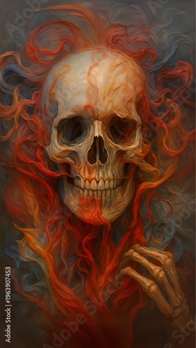 skull in flames