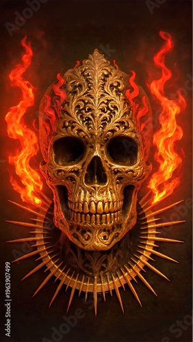 skull in fire