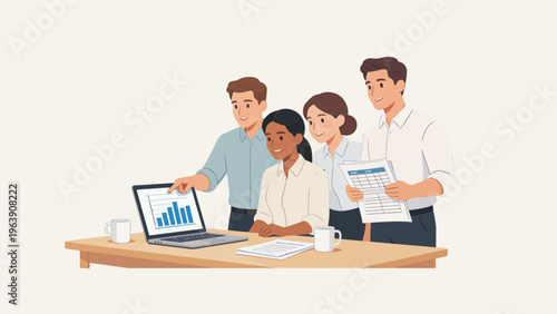 Business team analyzing data at office