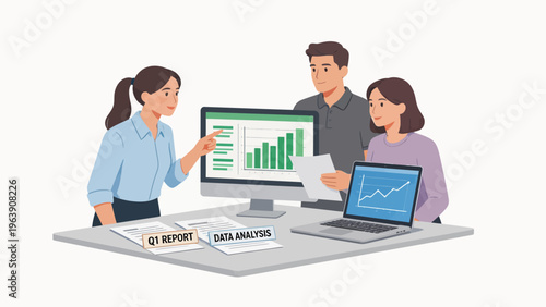 Business team data analysis meeting