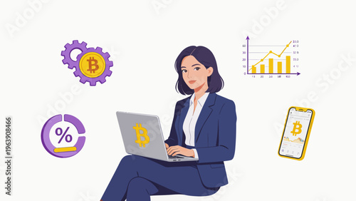 Businesswoman working with cryptocurrency