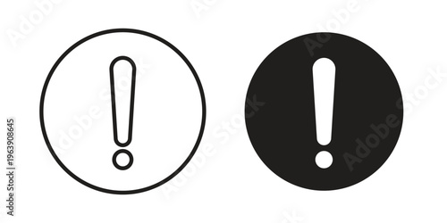 Exclamation button icon and symbol. Vector logo design element.