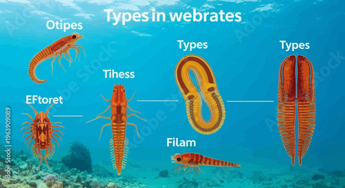 Marine Invertebrate Classification Chart with Aquatic Organisms