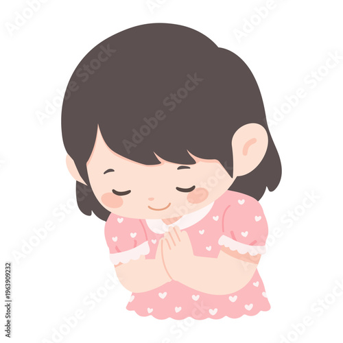 Girl child apologizing with wai gesture