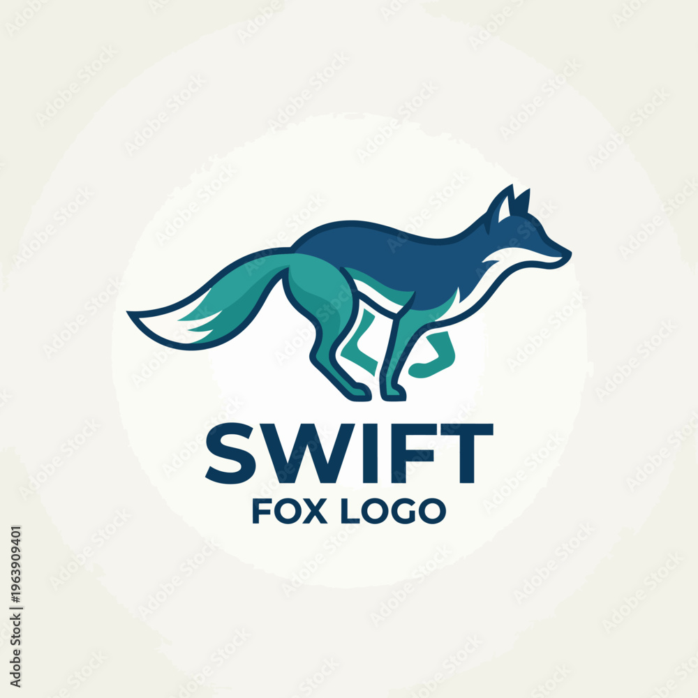 Obraz premium This logo features a swift fox in motion, symbolizing agility and grace. The design combines modern elements to highlight the energetic qualities of this clever animal.