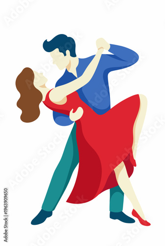 This illustration captures a couple dancing gracefully together, embodying the beauty of connection and emotional expression through movement and rhythm.