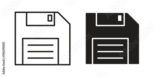 Floppy disk icon and symbol. Vector logo design element.