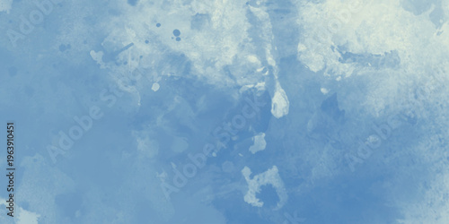 Light blue watercolor wash background with soft paint splatters and texture