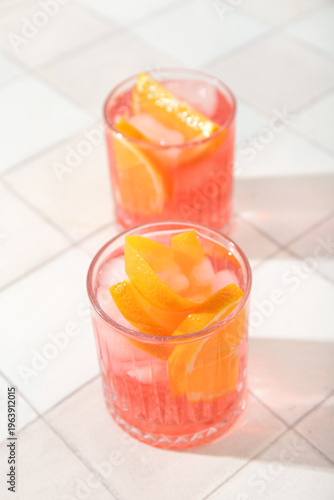 Glasses of cold Negroni coc...
