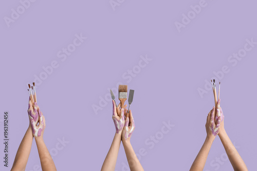 Female hands with artist's ...