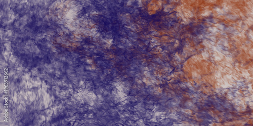 Abstract watercolor texture with swirls of deep blue and burnt orange pigment