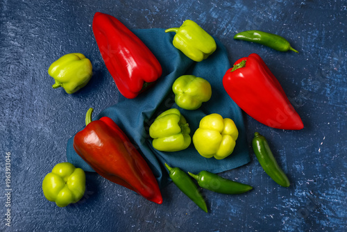 Different fresh peppers on ...