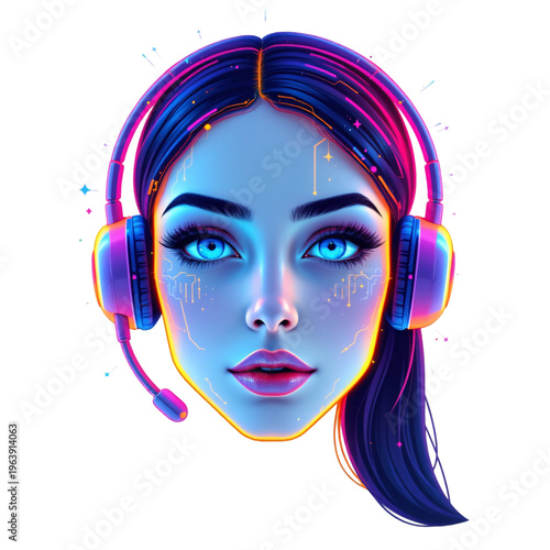 Virtual gaming experience futuristic female avatar digital realm graphic artwork cyber environment close-up view technology concept