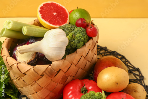 Wicker basket with differen...