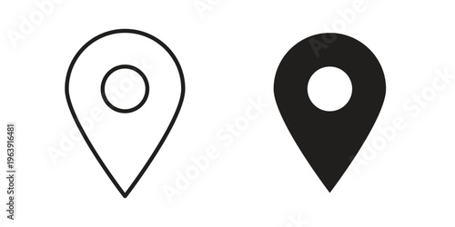 Navigation pin icon and symbol. Vector logo design element.