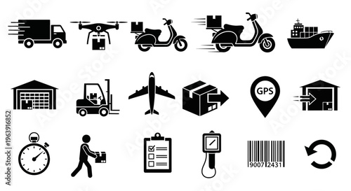 Logistics and Shipping Icons Set