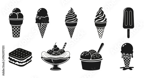 Set of Ice Cream Icons Vector Illustration