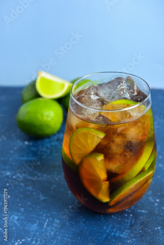 Glass of cold Cuba Libre co...