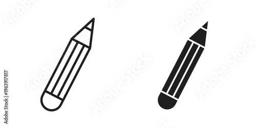 Pencil icon and symbol. Vector logo design element.