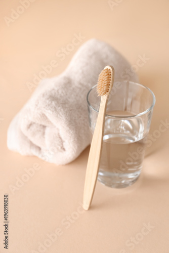 Bamboo tooth brush, glass o...