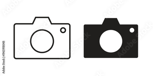 Photo Camera icon and symbol. Vector logo design element.