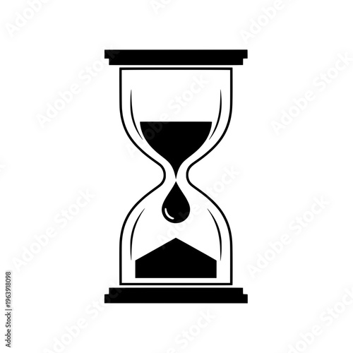 An hourglass illustration shows sand flowing from top to bottom.