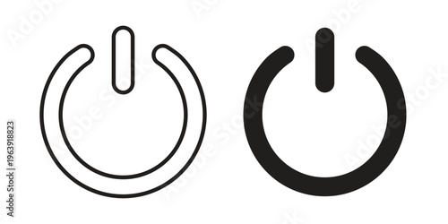 Power button icon and symbol. Vector logo design element.