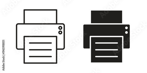 Print button icon and symbol. Vector logo design element.