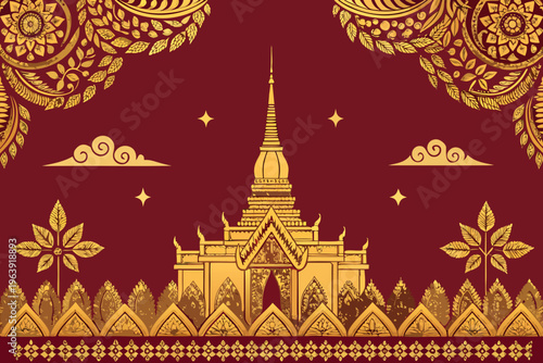 Thai Traditional Vibrant Gold High-Quality Stock Image Suitable for Design