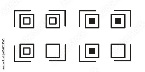QR code icon and symbol. Vector logo design element.