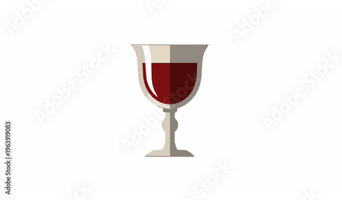 Minimal geometric Elijah cup with red wine Passover Pesach vector illustration isolated on white