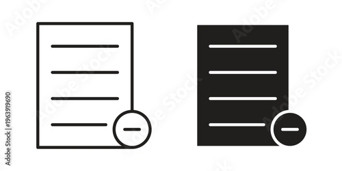 Remove document icon and symbol. Vector logo design element.