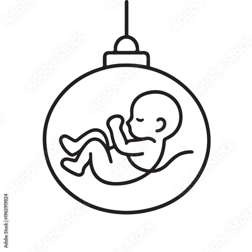 Fetus in Womb Pregnancy Line Icon
