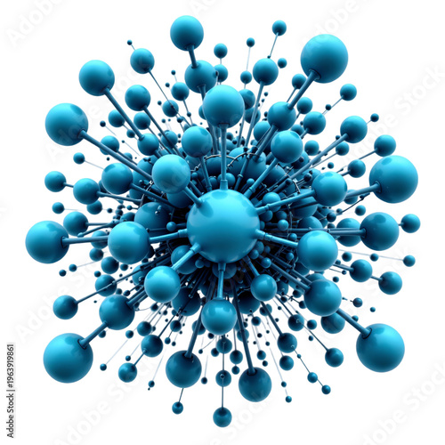Dynamic blue molecular structure digital art abstract creative environment aerial view science concept