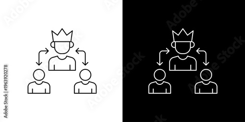 Executive Leadership and Business Authority Line Icon Illustrating Organizational Hierarchy and Influential Management Dynamics with Crown Symbol