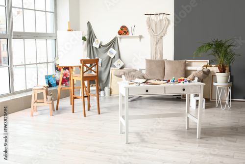 Interior of modern artist's...