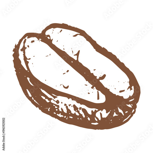 Hand drawn fresh roasted coffee bean Arabica robusta seed doodle Single element for print, web, design, decor