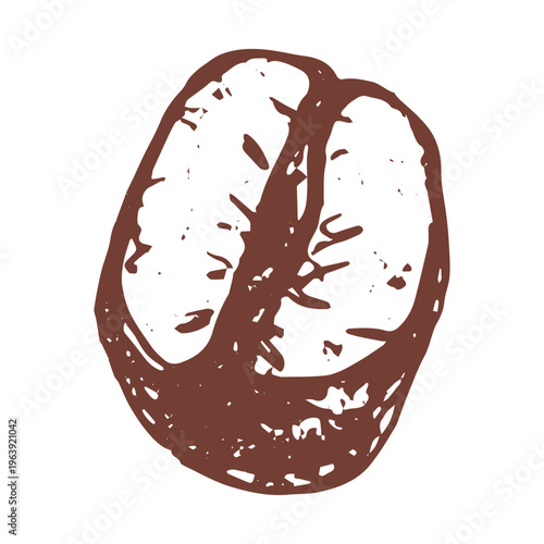 Hand drawn fresh roasted coffee bean Arabica robusta seed doodle Single element for print, web, design, decor
