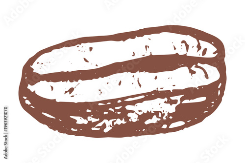 Hand drawn fresh roasted coffee bean Arabica robusta seed doodle Single element for print, web, design, decor