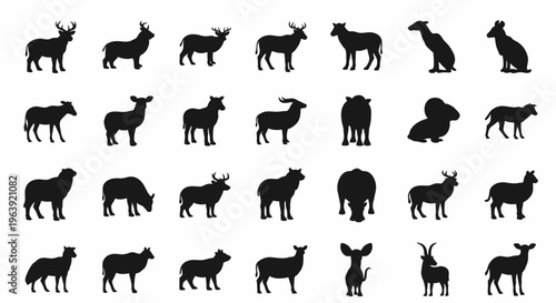 Collection of Various Farm and Wild Animal Silhouettes