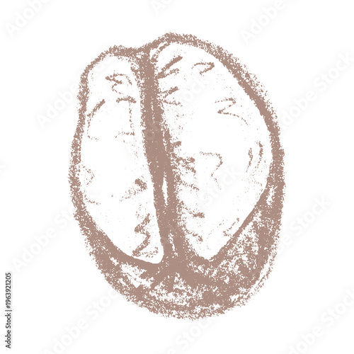 Hand drawn fresh roasted coffee bean Arabica robusta seed doodle Single element for print, web, design, decor