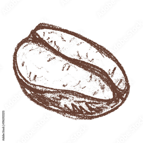 Hand drawn fresh roasted coffee bean Arabica robusta seed doodle Single element for print, web, design, decor