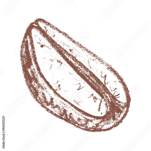 Hand drawn fresh roasted coffee bean Arabica robusta seed doodle Single element for print, web, design, decor