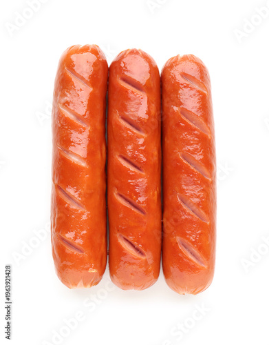 Tasty grilled sausages isol...