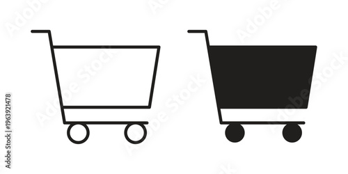 Shopping basket icon and symbol. Vector logo design element.