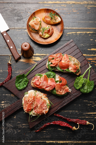 Board and plate of tasty br...