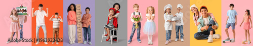 Set of happy brothers and s...