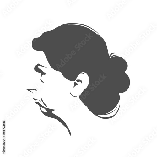 Old lady head. Senior grandmother woman face side view.